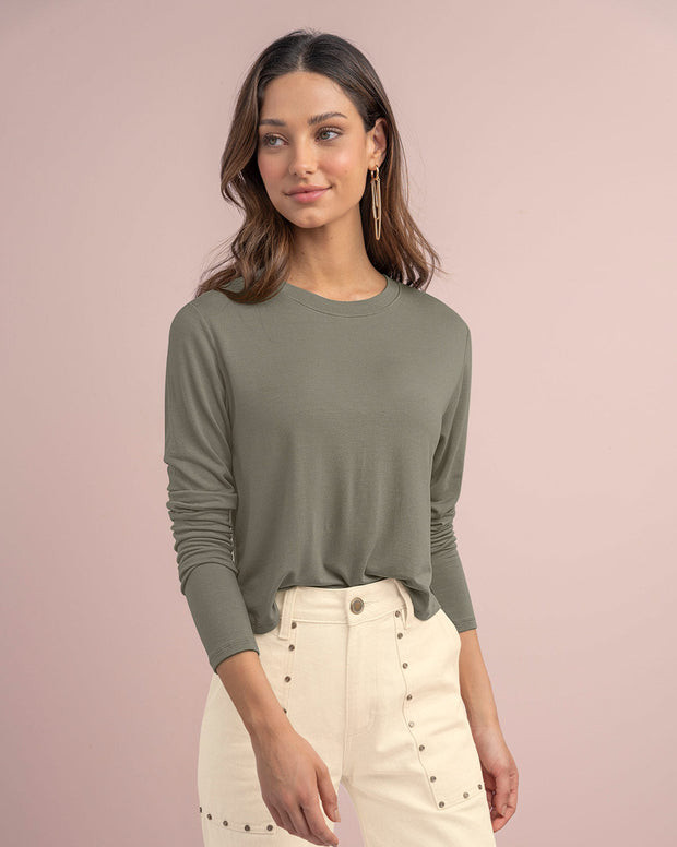 Camiseta manga larga silueta crop