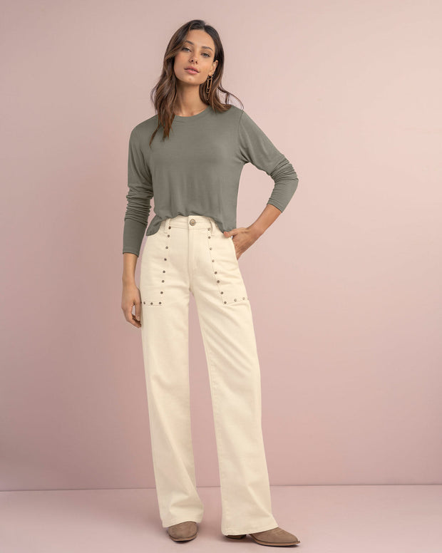 Camiseta manga larga silueta crop