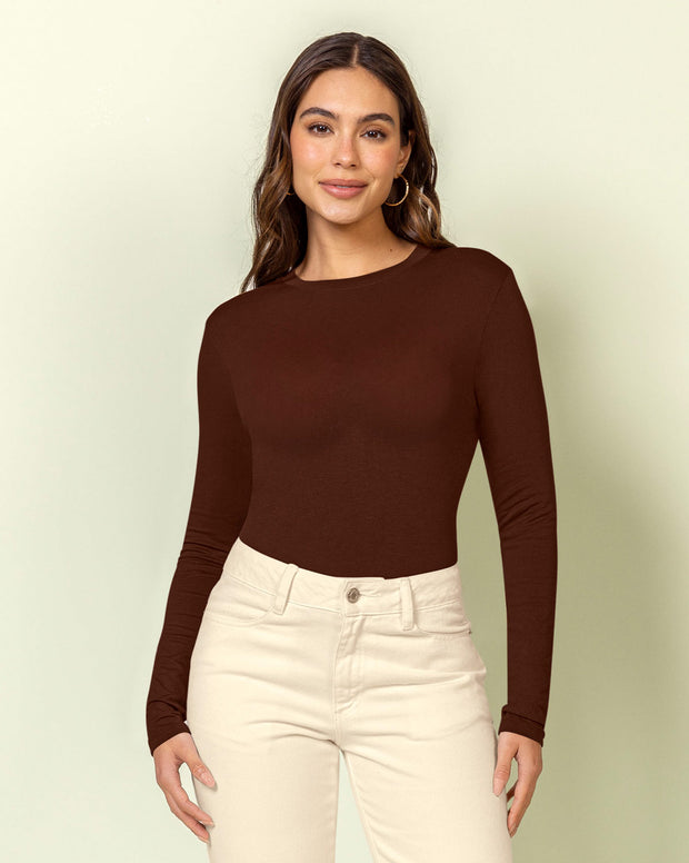 Camiseta manga larga silueta crop