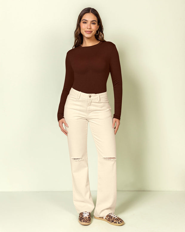 Camiseta manga larga silueta crop