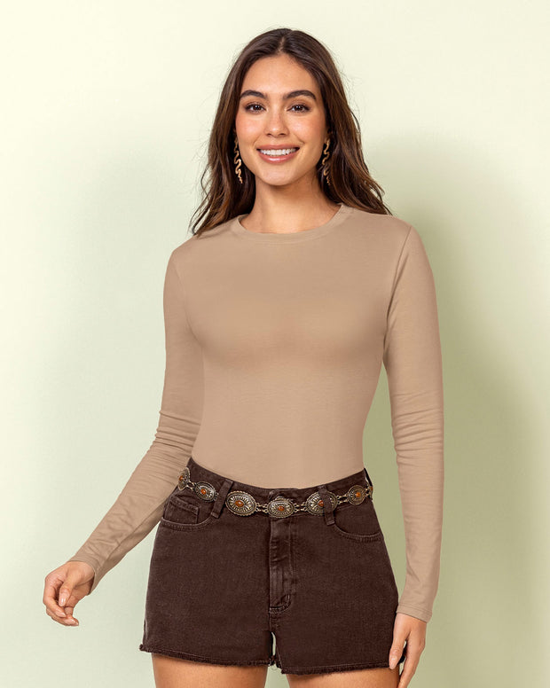 Camiseta manga larga silueta crop