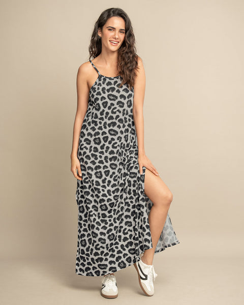 Vestido largo de tiritas con aberturas laterales#color_798-estampado-animal-print
