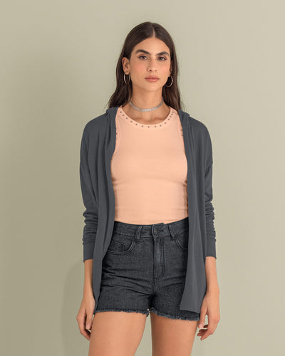 Saquillo largo con capucha y puños en la misma tela#color_707-gris