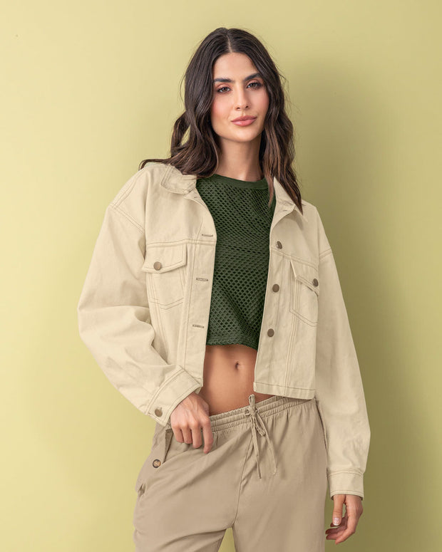 Chaqueta manga larga silueta crop
