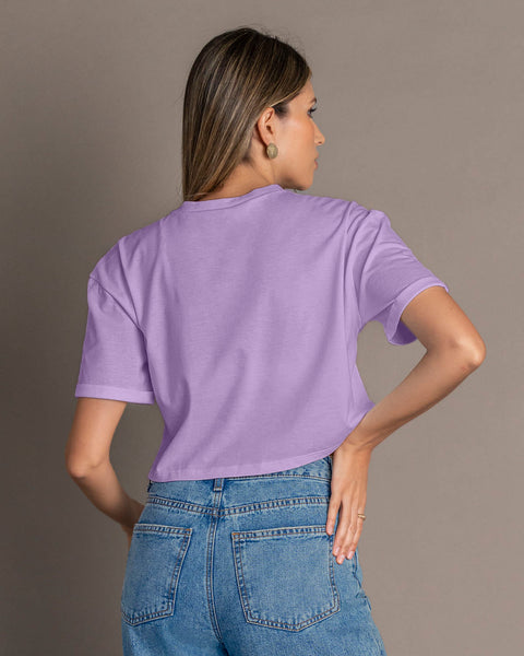 Camiseta cuello redondo y manga corta#color_407-morado-claro