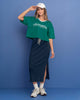 Camiseta manga corta con cuello tejido en V#color_198-verde-esmeralda