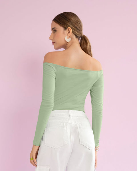 Blusa manga larga cuello bandeja#color_172-verde-medio