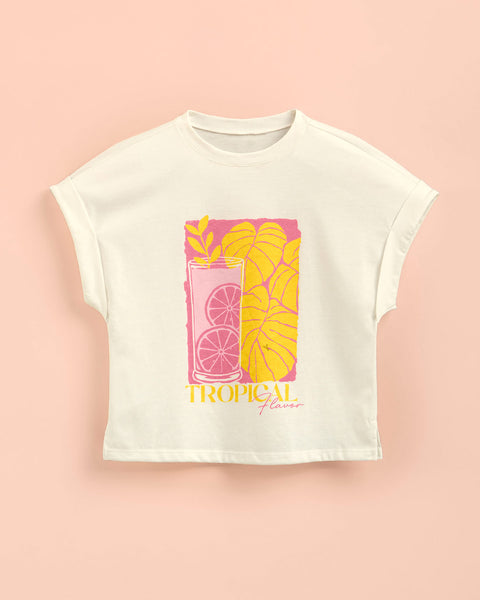 Camiseta con estampado localizado en el frente#color_178-marfil