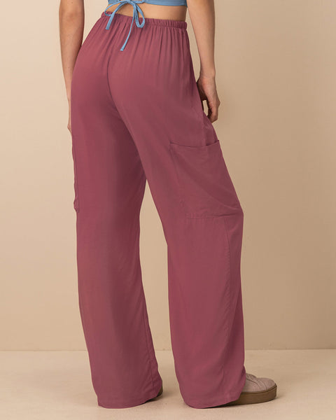 Pantalón tipo cargo con elástico en cintura ajustable#color_328-rosado-oscuro