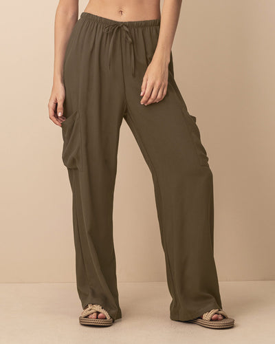 Pantalón tipo cargo con elástico en cintura ajustable#color_810-cafe