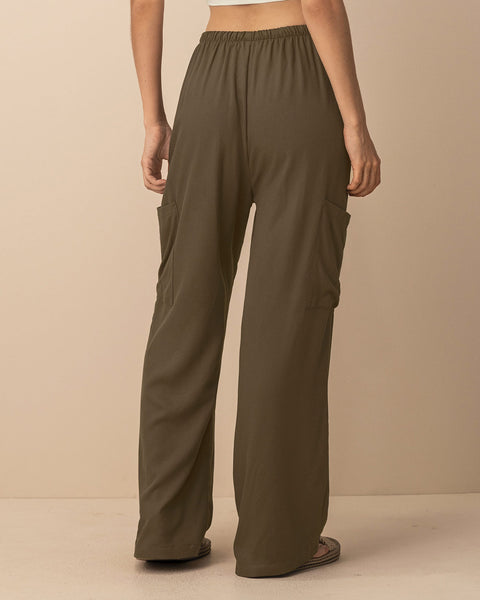Pantalón tipo cargo con elástico en cintura ajustable#color_810-cafe