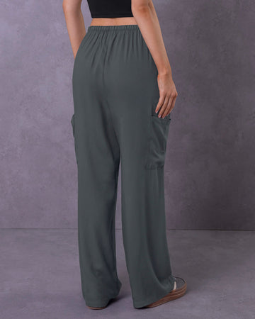 Pantalón tipo cargo con elástico en cintura ajustable#color_c13-gris-oscuro