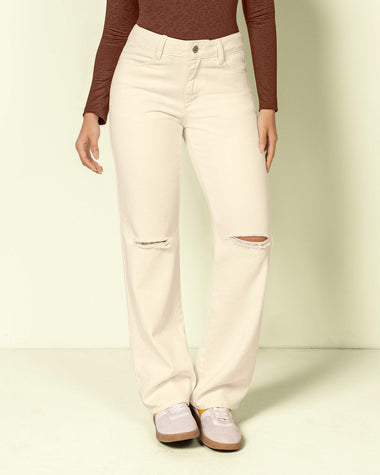 Jean con bota ancha y abertura en rodilla#color_018-marfil