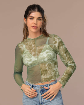 Camiseta de malla con transparencias#color_145-fondo-verde-estampado