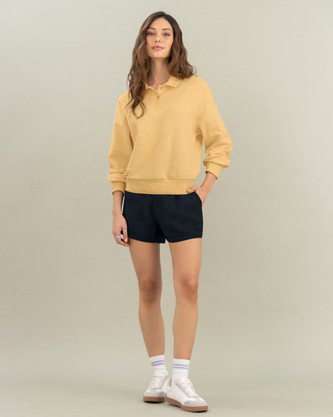 Camiseta manga larga tipo polo para mujer#color_019-amarillo