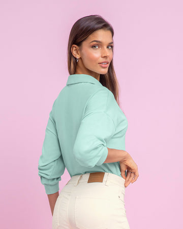 Camiseta manga larga tipo polo para mujer#color_198-verde-medios