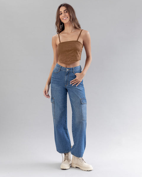 Crop top con ruedo tipo pañoleta#color_381-camel-oscuro