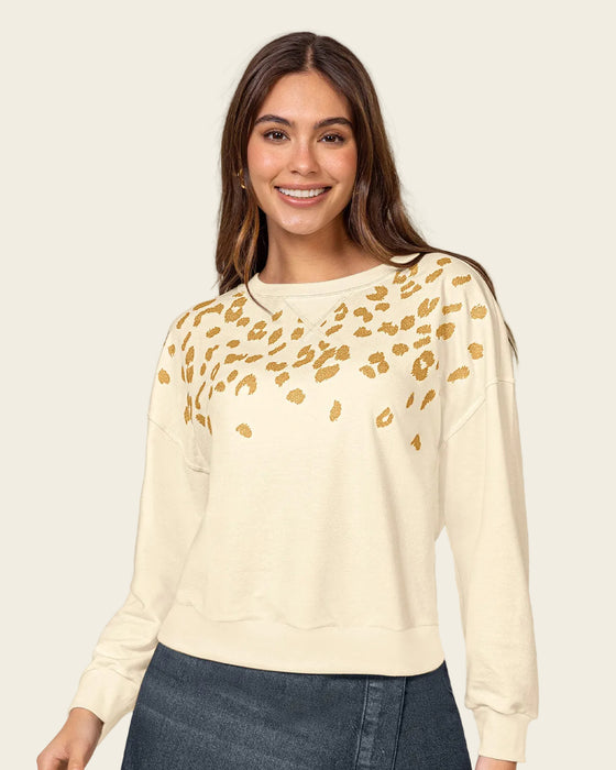 Buzo cuello redondo con detalle triangular en rib#color_808-marfil