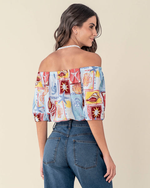 Blusa strapless estampada#color_145-estampado-marino-multicolor