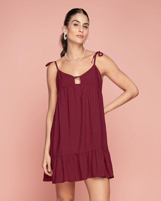 Vestido corto de tiras anudables