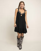 Vestido corto de tiras anudables#color_700-negro