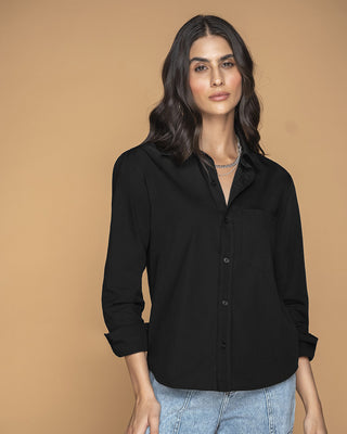 Blusa manga larga con botones funcionales en frente#color_700-negro