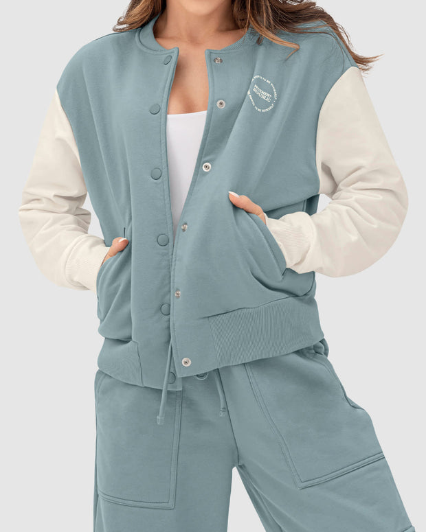 Chaqueta bomber con mangas en contraste Leonisa by Silvy Araujo
