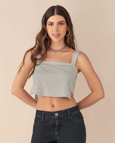 Crop top de tiras con laterales asimétricos#color_708-plateado