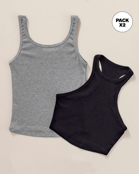 Pack x2 Camiseta + Crop top#color_s02-gris-negro