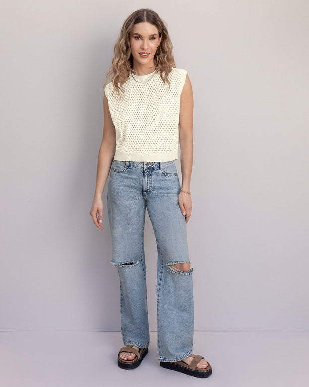 Chaleco tejido manga larga