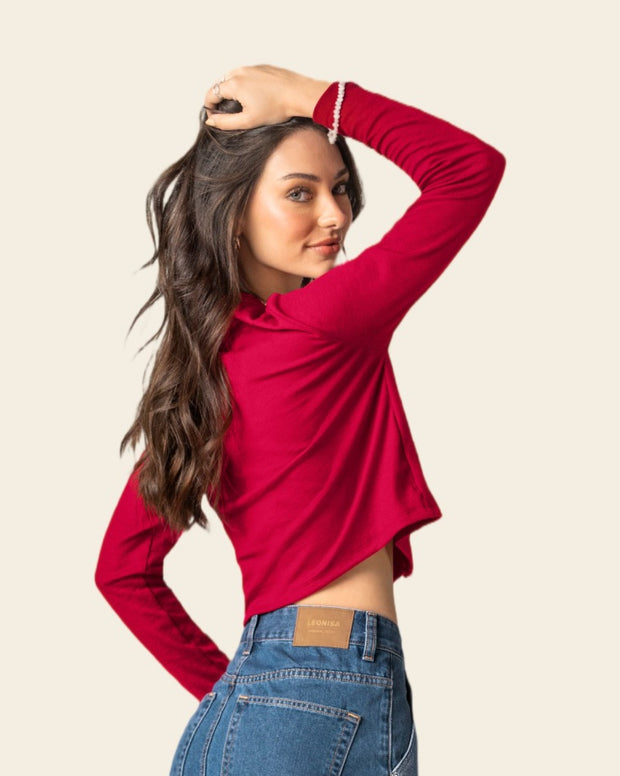 Camiseta manga larga con botones funcionales en frente