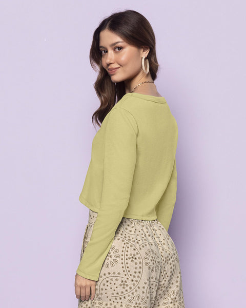 Camiseta manga larga con botones funcionales en frente#color_c50-verde-claro