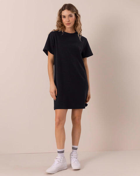 Vestido corto tipo camiseta#color_700-negro