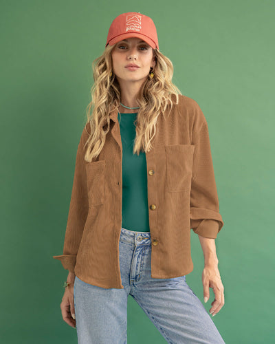 Chaqueta en tela tipo corduroy#color_084-arena-osc