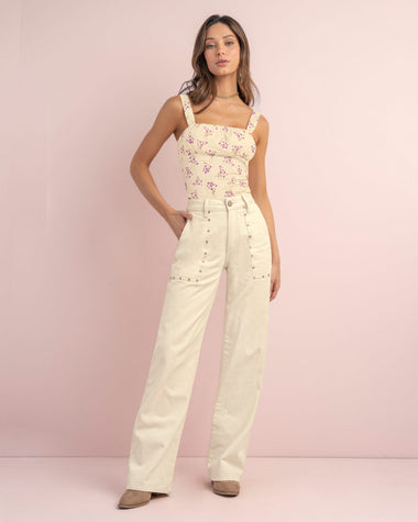 Pantalón bota recta con taches decorativos#color_018-marfil