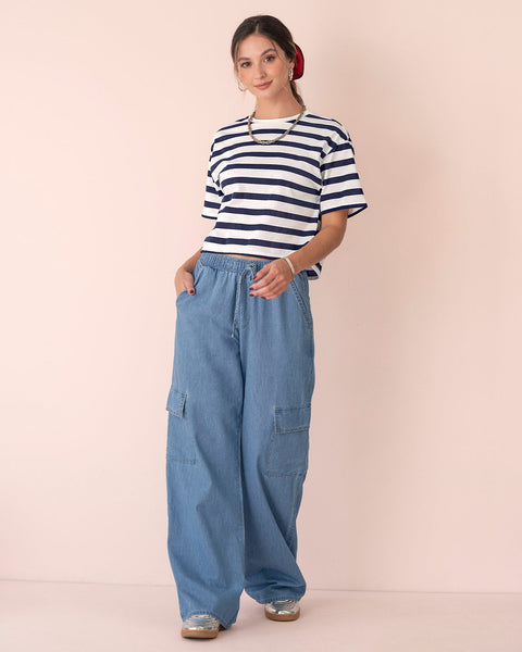 Camiseta manga corta silueta amplia#color_903-raya-azul