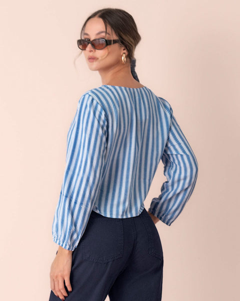Blusa cruzada de mangas 3/4