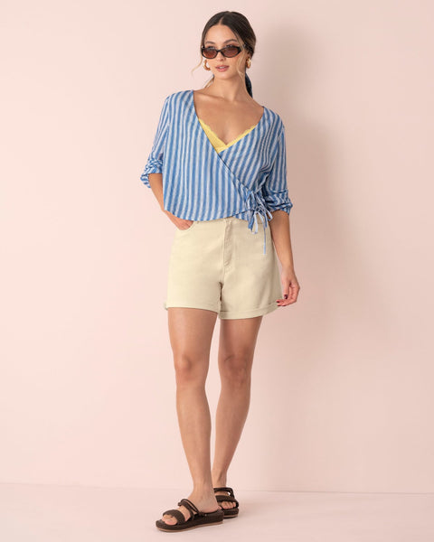 Blusa cruzada de mangas 3/4