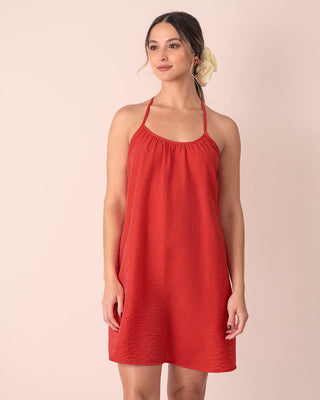 Vestido corto con escote en espalda#color_302-rojo