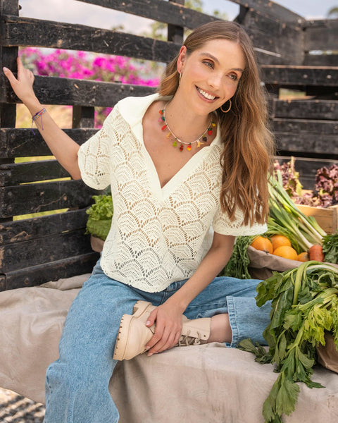 Camiseta en tela con textura#color_018-marfil