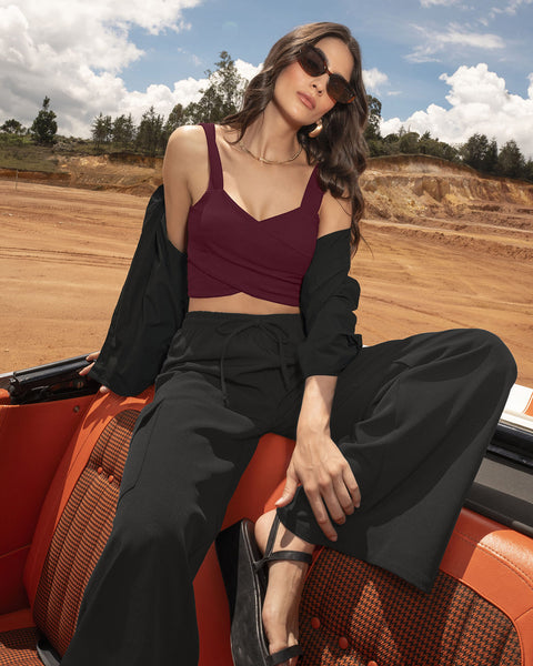 Pantalón bota ancha tipo cargo#color_700-negro