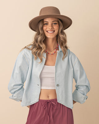 Chaqueta denim con picos en frente#color_141-indigo-claros