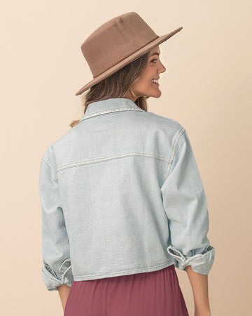 Chaqueta denim con picos en frente#color_141-indigo-claros