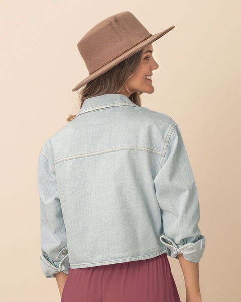 Chaqueta denim con picos en frente#color_141-indigo-claros