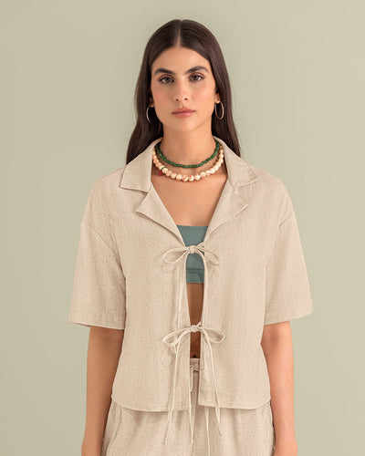Blusa manga corta en tela tipo lino#color_084-arena-claro