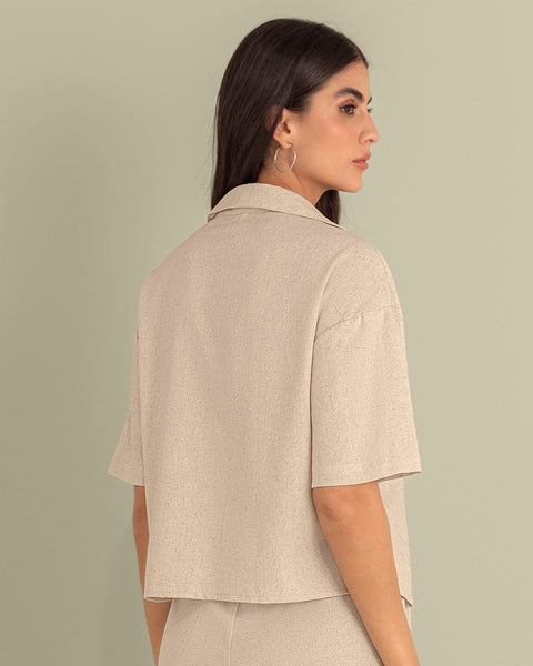 Blusa manga corta en tela tipo lino#color_084-arena-claro