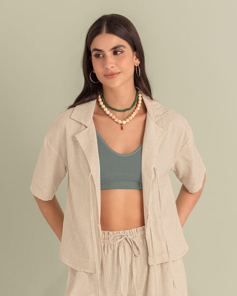 Blusa manga corta en tela tipo lino#color_084-arena-claro