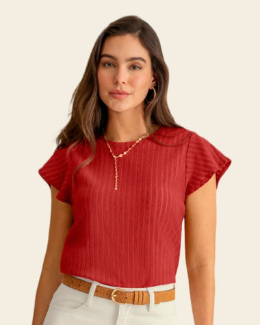 Camiseta con mangas acampanadas#color_136-rojo
