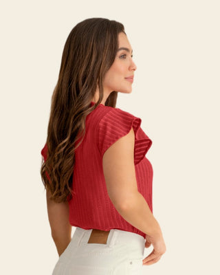 Camiseta con mangas acampanadas#color_136-rojo