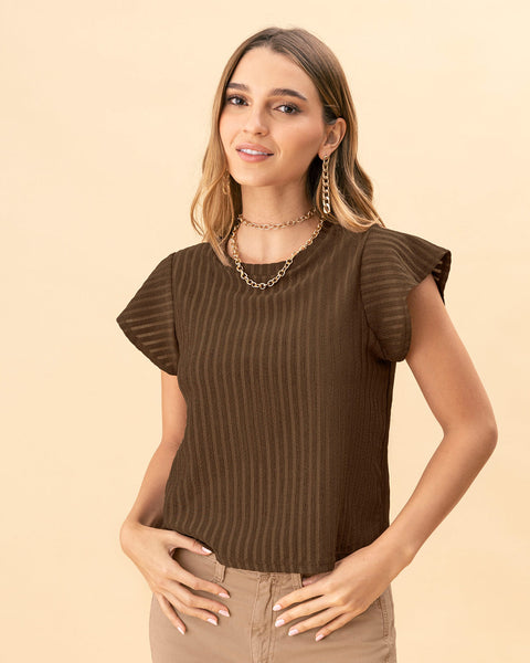 Camiseta con mangas acampanadas#color_813-cafe